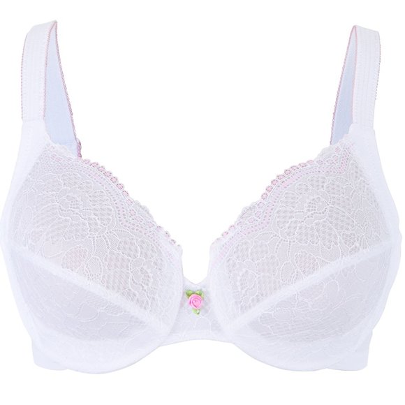 Glamorise 40DD Wonderwire Lace Bra (Side-Smoothing) MAX-COMFORT White NEW - Picture 2 of 13